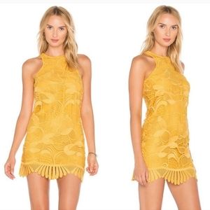 Lovers + Friends Yellow Lace Mini Dress